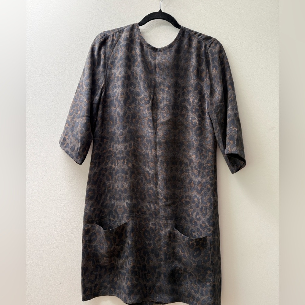 Equipment Leopard Print Dress in Gray and Brown